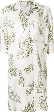 Leaf Print Shirt Dress 