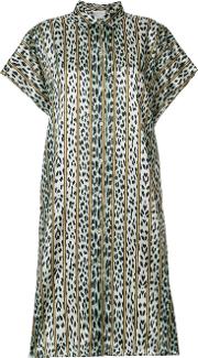 Leopard Striped Shirt Dress 