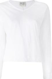 V Neck Longsleeved T Shirt Women Cotton 0, White