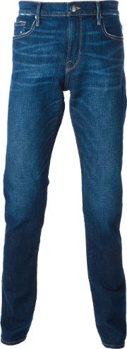 Distressed Straight Fit Jeans Men Cottonpolyesterspandexelastane 30, Blue
