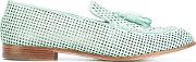 Perforated Slippers Women Leather 38.5, Blue