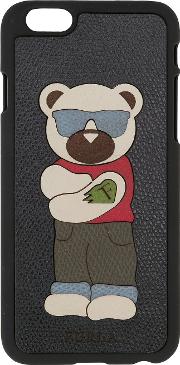 Bear Patch Iphone 6 Case Men Leather One Size, Black
