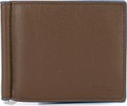 Metallic Clip Bifold Wallet Men Leather One Size, Brown
