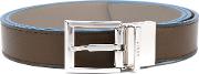 Square Buckle Belt Men Leather One Size, Brown