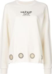 Gaelle Bonheur Long Sleeved Eyelet Jumper Women Cotton 3, White 