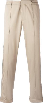 Striped Sides Cropped Trousers Men Cotton S, Nudeneutrals
