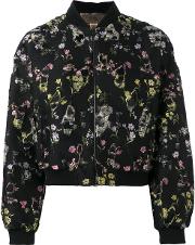 Floral Bomber Jacket Women Silkcottonpolyamideacetate 44, Women's, Black