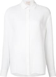 Semi Sheer Shirt Women Silk 40, Women's, White