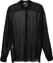 Sheer Classic Shirt Women Silk 40, Black