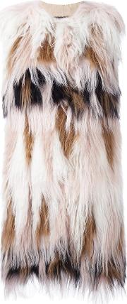 Sleeveless Fur Coat Women Silksheep Skinshearling 42, Women's, Nudeneutrals