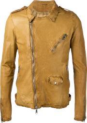 Classic Biker Jacket Men Leather 46, Yelloworange