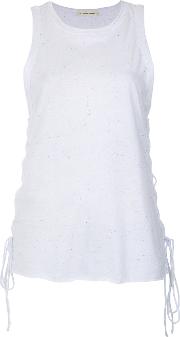 Giuliana Romanno Lace Up Details Tank Top Women Cotton P, White 