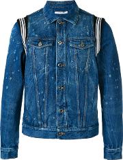 Distressed Denim Jacket Men Cotton S, Blue