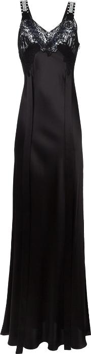Embellished Strap Evening Dress Women Silkcottonpolyamide 38, Black