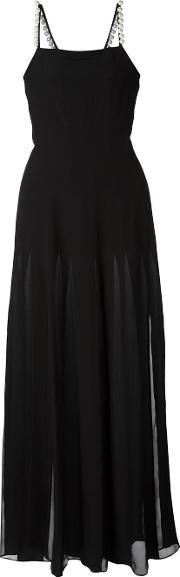 Pearl Strap Evening Dress Women Silkacetate 38, Women's, Black