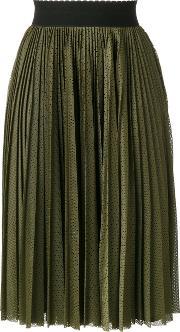 Perforated Pleated Skirt Women Silkpolyesteracetate 36, Women's, Green