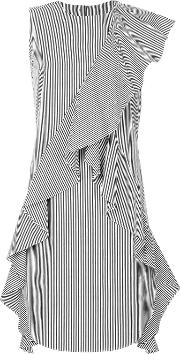 Striped Ruffle Trim Shift Dress 