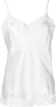 Lace Trim Cami Top Women Silknylon L, White