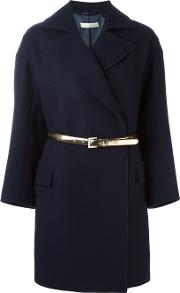Belted Short Coat Women Cottonpolyamidepolyestervirgin Wool S, Blue