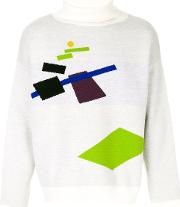 Geometric Turtleneck Sweater 