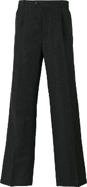 Pinstriped Trousers Men Linenflaxcuprowool L, Grey