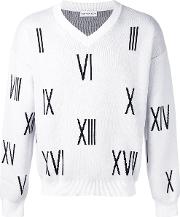 V Neck Numbers Sweater Men Cotton M