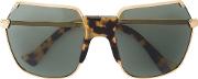 Angular Aviator Sunglasses Women Acetatemetal 61, Brown