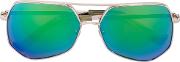 Green Mirror Hexagon Aviator Sunglasses 