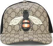Bee Print Gg Supreme Baseball Cap Men Cottonpolyamidepolyesterpolyurethane Xl, Nudeneutrals