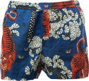 Bengal Print Swim Shorts Men Polyamide 50, Blue