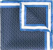 Geometric Print Pocket Square Men Silk One Size, Blue