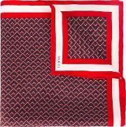 Geometric Print Pocket Square Men Silk One Size, Red