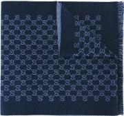 Gg Jacquard Shawl Men Wool One Size, Blue