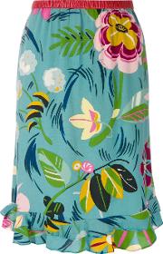 Ruffled Hem Floral Skirt 