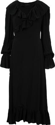 G.v.g.v. Ruffled Wrap Dress Women Rayon 36, Black 