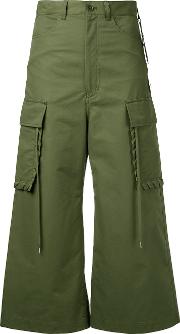 G.v.g.v. Shoe Lace Stitch Cargo Pant Culottes Women Cottonnylon 36, Green 