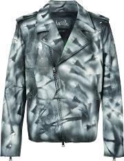 Hand Painted Distressed Jacket Men Cottoncalf Leather Xl, Black