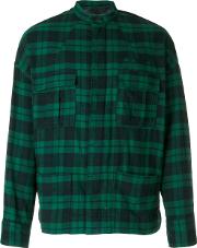 Haider Ackermann Plaid Shirt Jacket Men Cottonleatherrayon S, Green 