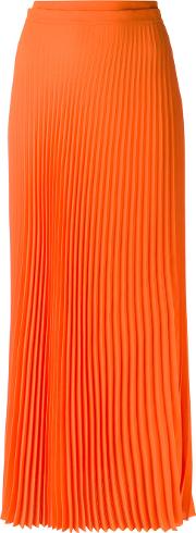 Long Pleated Skirt Women Polyester 38, Yelloworange