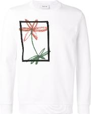 Floral Print Sweatshirt Men Cotton S, White