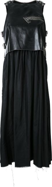 Pinafore Biker Dress Women Cottonleathermetal M, Black