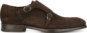 Classic Monk Shoes Men Leathersuede 42.5, Brown