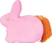 Rabbit Tassel Tail Clutch Women Cottoncalf Leatherpolyester One Size, Pinkpurple