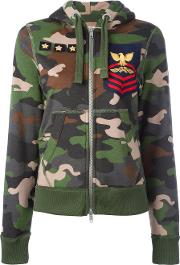 Camouflage Print Hoodie Women Cottonpolyester S, Green