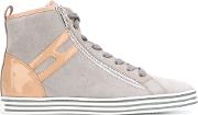 High Top Sneakers Women Leatherpatent Leathersuederubber 35, Grey