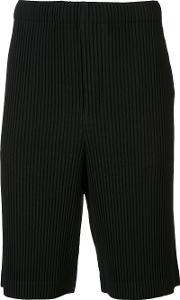 Pleated Shorts Men Polyester 2, Black