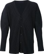 Snap Button Pleated Cardigan Men Recycled Polyester 2, Blue