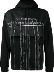 Embroidered Hooded Sweatshirt Men Cotton L, Black