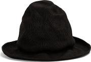 Wrinkled Fedora Hat Men Straw S, Black