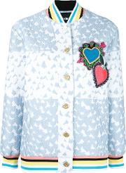 Heart Varsity Bomber Jacket Women Cottonpolyamidepolyesterrayon 14, Women's, Blue